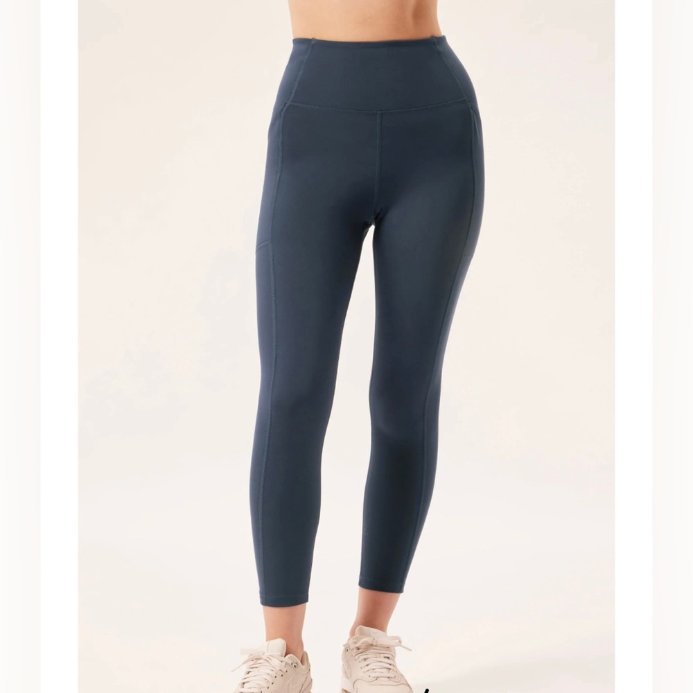 Girlfriend Collective Navy Leggings. High waisted